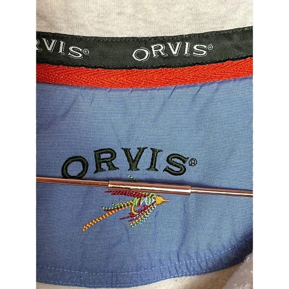 Orvis Mens Long Sleeve Pullover Mock Neck 1/4 Zip Snap Sweatshirt Beige Sz L/G - Picture 7 of 11